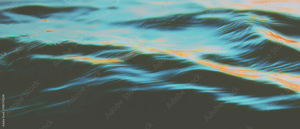 Poster Subtle wave pattern banner template with calming fluid dynamics in center space