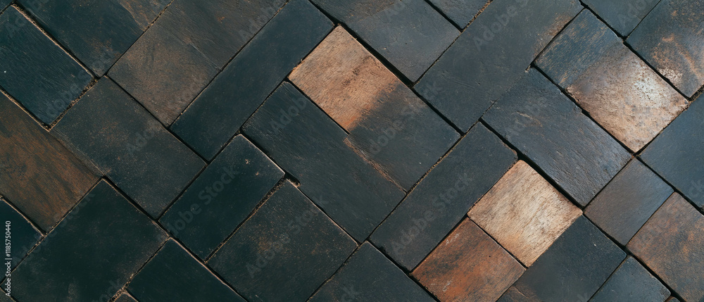 Poster elegant basketweave tile pattern showcasing woven texture with rich tones and depth