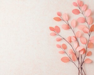Vibrant Pink Leaves Displayed Elegantly on Pure White Background Creating a Fresh and Modern Aesthetic Atmosphere