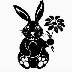 rabbit with flower silhouette
