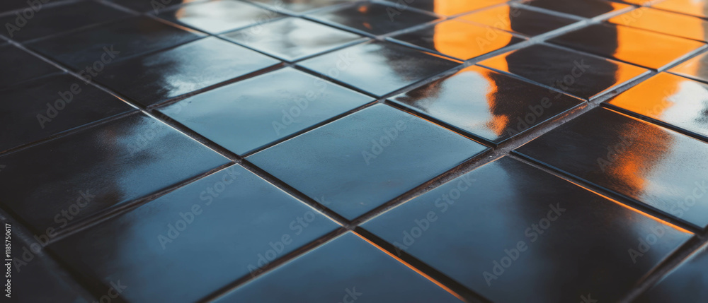 Poster black diamond tiles with contrasting grout create a bold graphic design effect in modern spaces