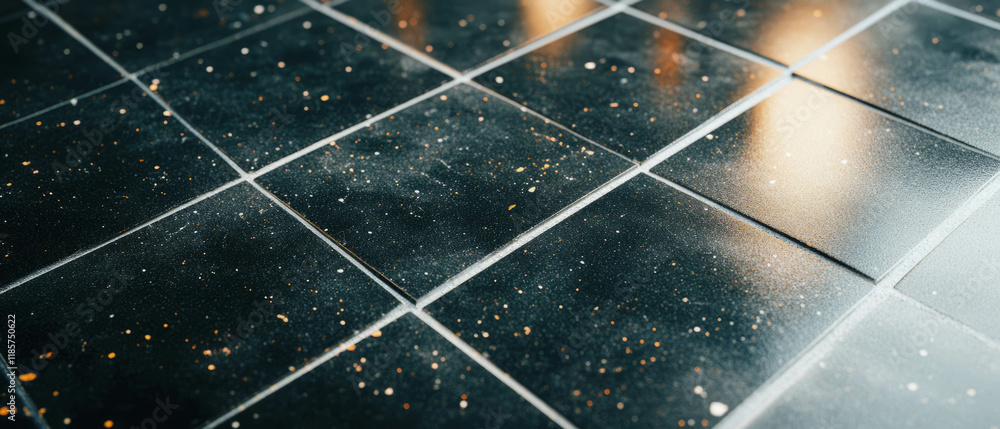 Poster black diamond tiles with contrasting grout and bold background create a striking design effect