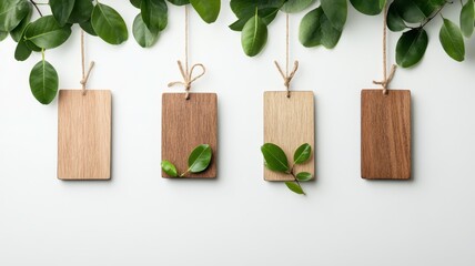 Charming Set of Wooden Signboards Hanging Decoratively in a Rustic Setting