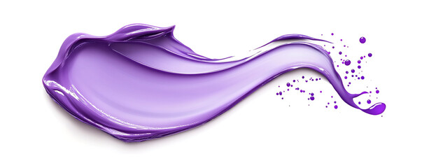 Naklejka premium Purple cosmetic lotion smear with glossy texture isolated on white background