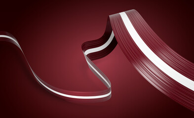 3d Flag Of Latvia 3d Wavy Shiny Latvia Ribbon Flag Isolated On Maroon Background 3d Illustration
