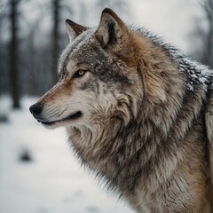 Obraz premium A wolf with Celtic knot patterns on its fur on a white surface.