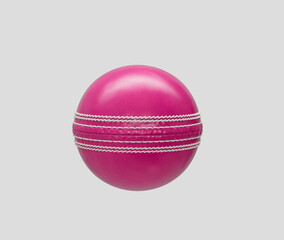 3D Shiny New Test Match Leather Stitched Pink Cricket Ball On White Background 3D Illustration