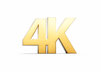 Fototapeta premium Golden 4K Text With Metallic Gleam Emphasizing Its Milestone Or Resolution Symbolism 3D Illustration