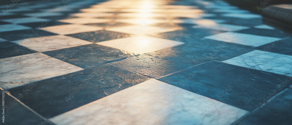 Aufkleber modern diagonal tile pattern showcasing dynamic design and reflective surfaces
