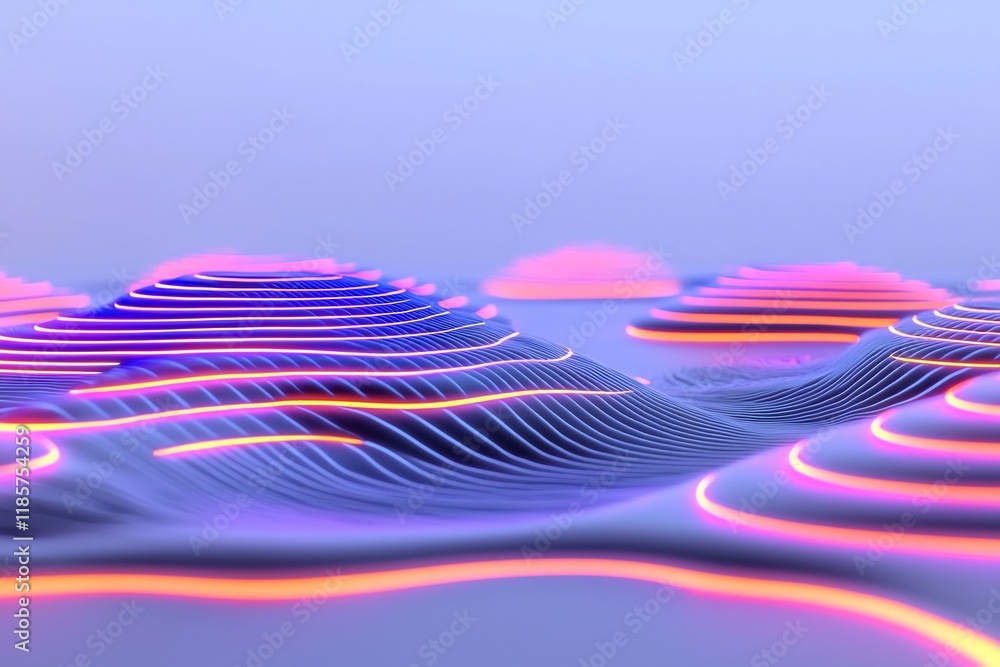 Poster mesmerizing fluid generative topographic rainfall pattern featuring vibrant undulating waves of hues