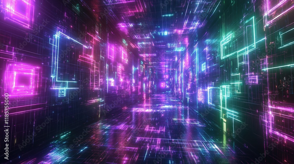 Poster cyberspace design of abstract circuits