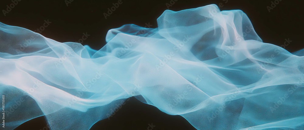 Poster dynamic and abstract flowing fabric creates a captivating double exposure texture
