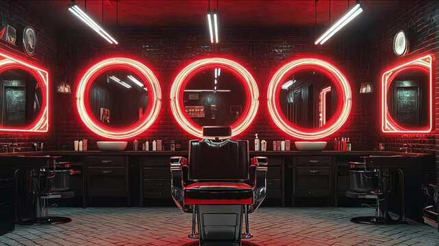 Red Lit Dressing Room With Mirrors and Lights