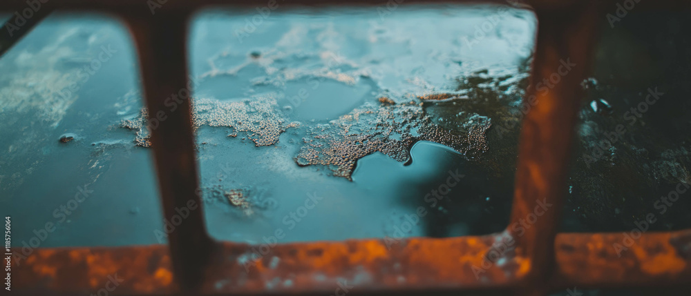 Poster elegant contrast of rusty metal textures and intricate lace in double exposure art