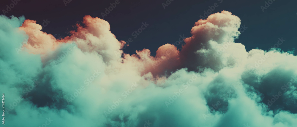 Poster exploring the depths of cosmic smoke and nebula in an infinite double exposure texture