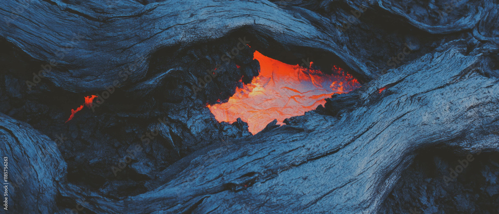 Aufkleber exploring the powerful blend of tree bark texture and flowing lava in nature's forces