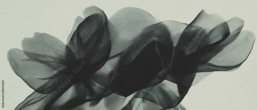 Poster double exposure of wire mesh and delicate flower petals creating contrasting textures