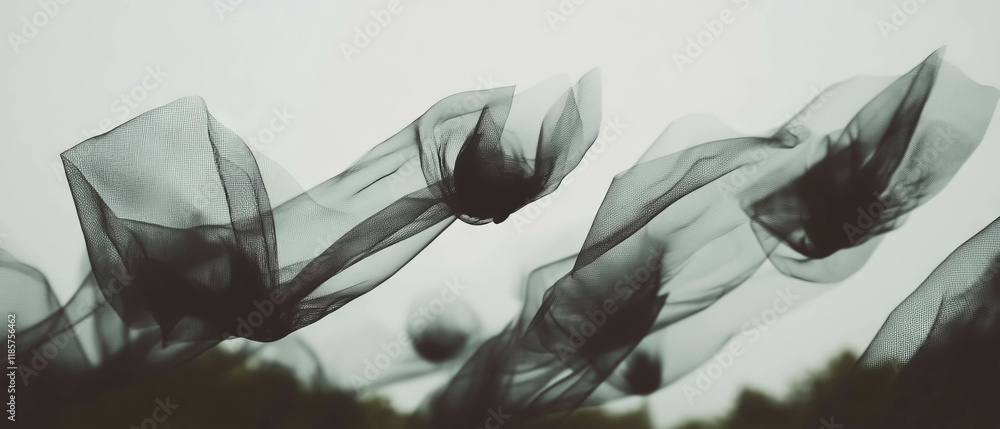 Poster double exposure of wire mesh and delicate flower petals creating an intriguing visual contrast