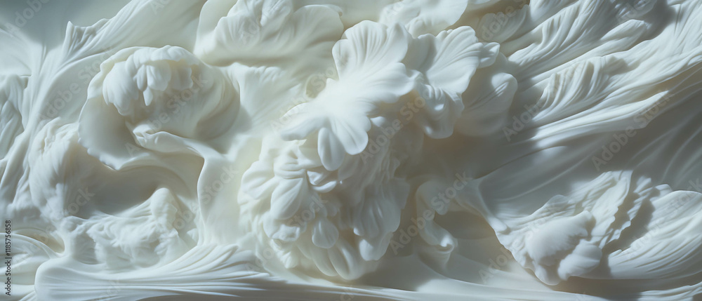 Poster embossed floral motifs create a tactile and luxurious experience with intricate detail
