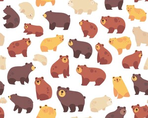 Naklejka premium Playful Bear Patterns in Various Colors and Designs