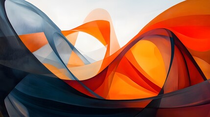 Abstract Orange and Blue Swirling Waves Digital Art