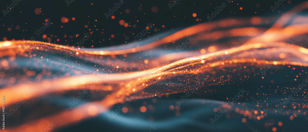 Poster dynamic fire sparks illuminating a dark background with vibrant energy and motion