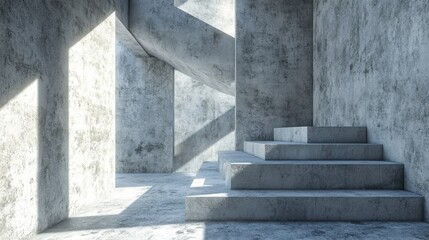stock photo features a realistic 3D rendering of an old stone building room with concrete elements, textured walls, and an architectural design, creating a unique and atmospheric interior space