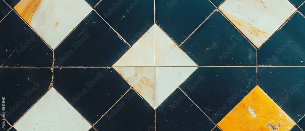 Poster elegant geometric tile patterns with clean lines in modern interior design