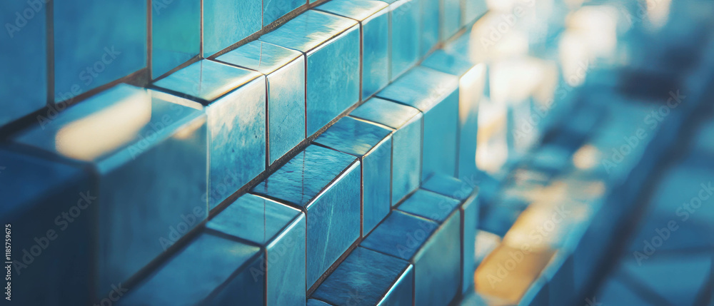 Poster Sophisticated geometric tile patterns with clean lines in a modern background setting