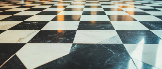 Elegant geometric tile patterns create a sophisticated modern floor design in open space