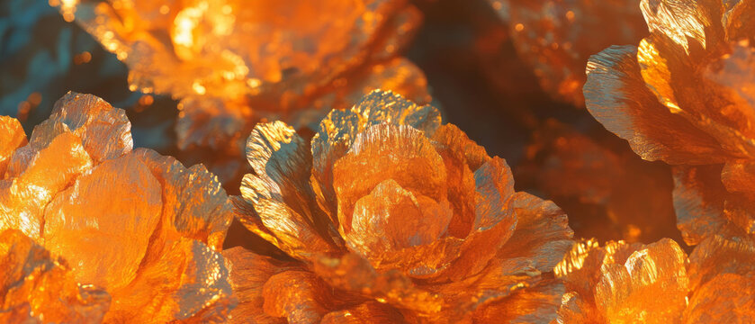 Gold foil flowers create a luxurious and textured visual experience with shimmering details