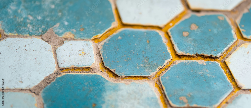 Poster elegant hexagonal tile honeycomb pattern in soothing blue tones enhances any space decor