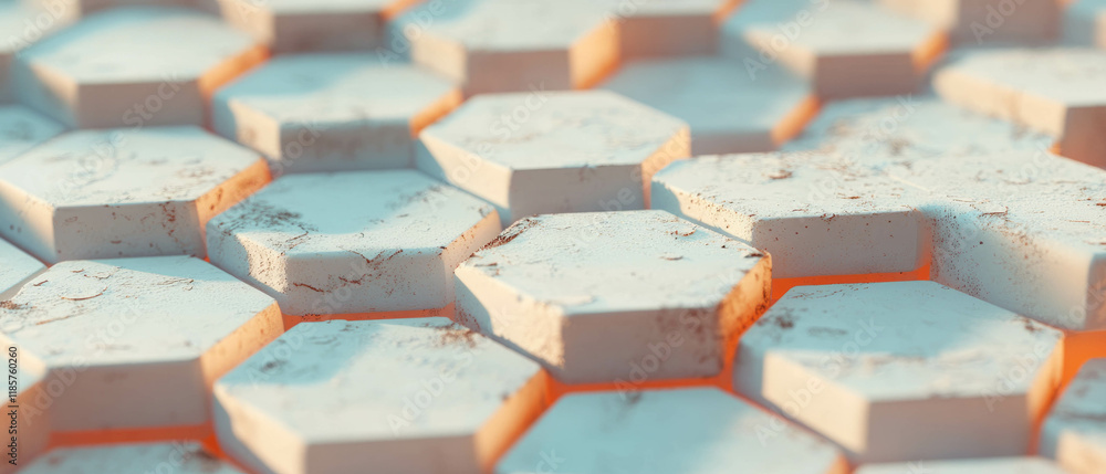 Poster Unique hexagonal tile honeycomb pattern showcasing geometric and natural design features