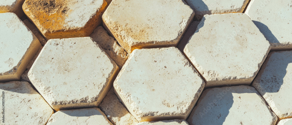 Poster hexagonal tile honeycomb pattern showcasing geometric design and natural textures