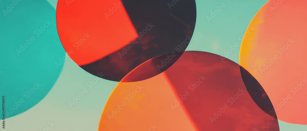 Poster Exploring modern geometric design with large circles and overlapping shapes