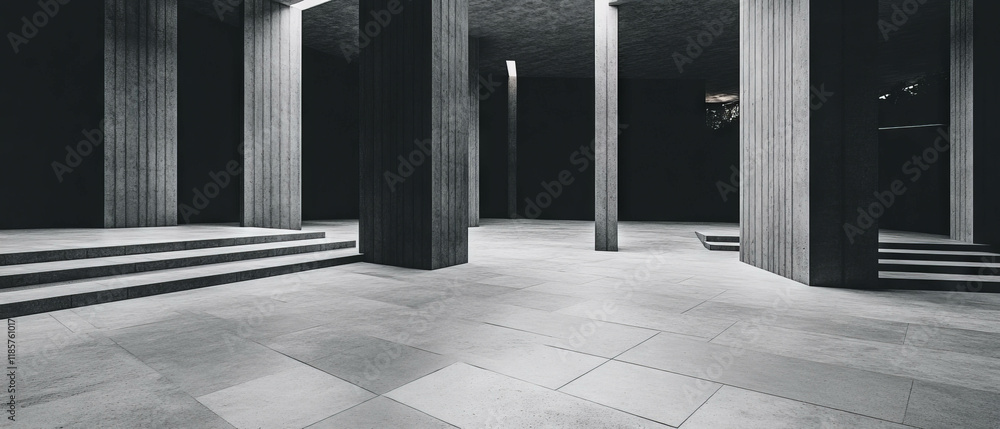Aufkleber Stylish long rectangular tiles complement modern architecture in a sleek space design