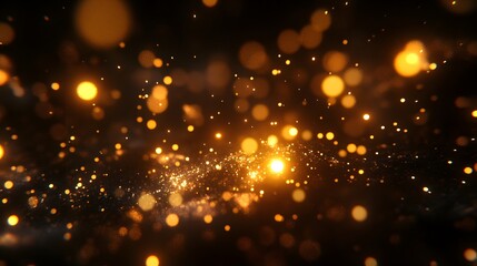 Golden Glitter Lights Bokeh Background