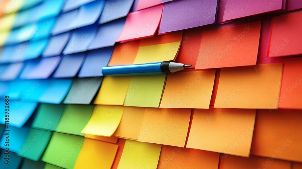Poster time management tools like sticky notes and highlighters used for effective planning stock photo wit