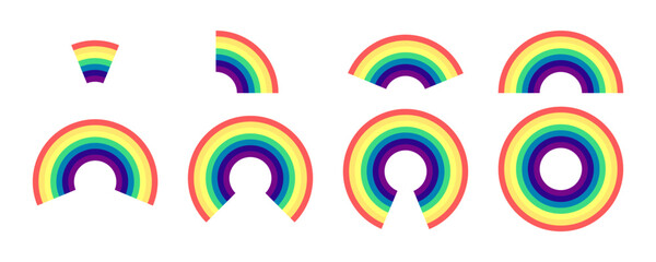 Rainbow set tropical color vector isolated on white background. Rainbow symmetric round set. Rainbow vector.