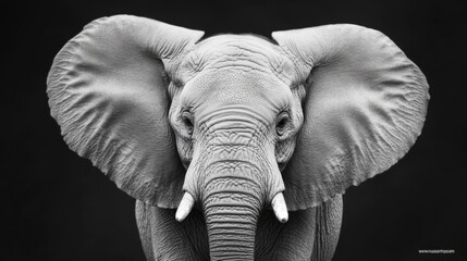 Majestic elephant portrait in monochrome.