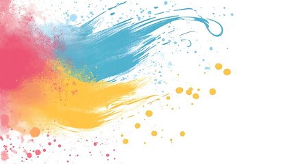 Abstract Colorful Paint Splashes and Swirls Design