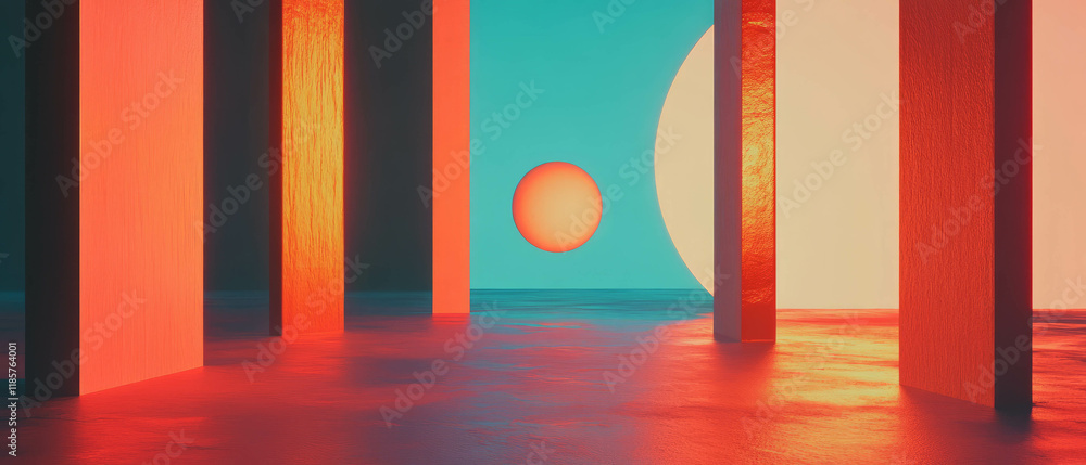 Poster Abstract geometric shapes create a vibrant modern background with a bold design