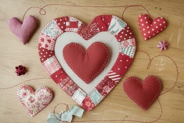 Handmade Patchwork Hearts Rustic Wood - Valentine's Day Decor & Gifts