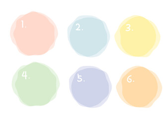 パステルカラーの手描き風円形フレーム