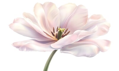 Fototapeta premium Delicate white tulip flower blossom isolated on white background.