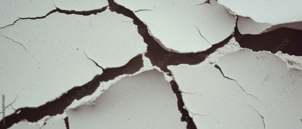 Poster old film surface displaying intricate reticulation patterns and dry cracks