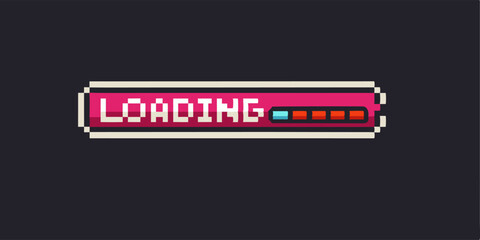 Retro pixelated loading bar design for technology interface and game development projects