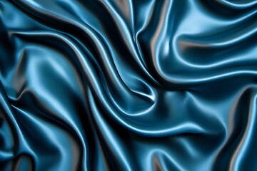 Obraz premium Dark blue satin fabric folds, draped texture, studio background, design element