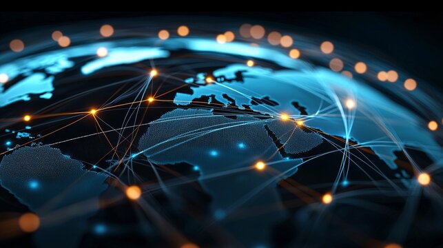A transportation network spanning land, sea, and air, interconnected by modern logistics technology