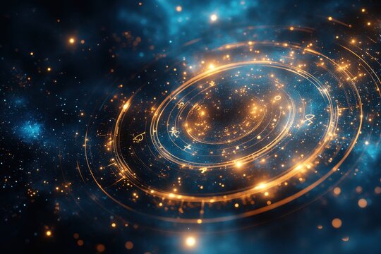 A glowing circle with stars and numbers in the center
